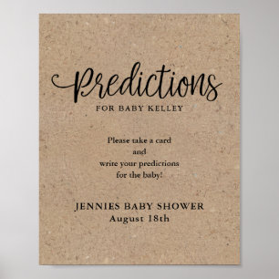 Rustic Kraft Script Prediction Card Display Poster