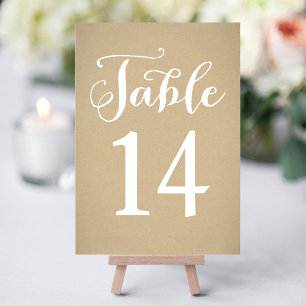 Rustic Kraft Script Table Number Card