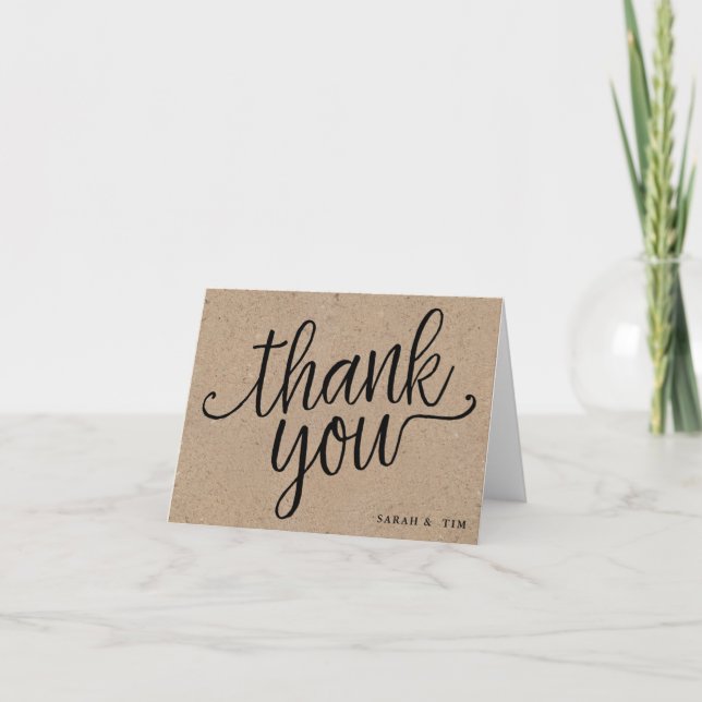 Rustic Kraft, Script Thank You Card (Front)
