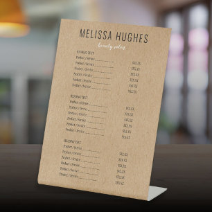 Rustic Kraft Service Menu Price List Pedestal Sign