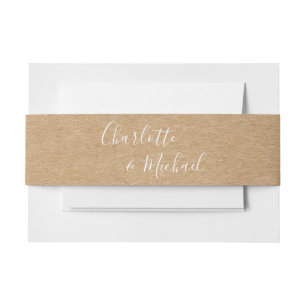Rustic Kraft Signature Script Invitation Belly Band