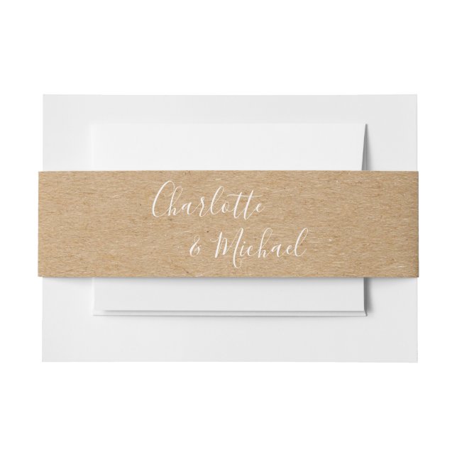 Rustic Kraft Signature Script Invitation Belly Band (Front Example)