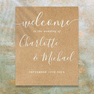 Rustic Kraft Signature Script Wedding Welcome Sign