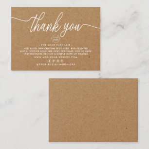 Rustic Kraft Simple Script Business Thank You Enclosure Card