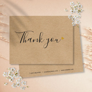 Rustic Kraft Simple Script Business Thank You Postcard