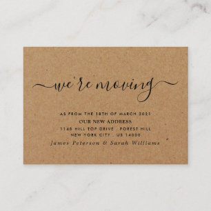 Rustic Kraft Simple Script Change of Address Enclosure Card
