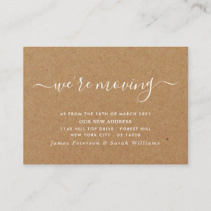 Rustic Kraft Simple Script Change of Address Enclosure Card