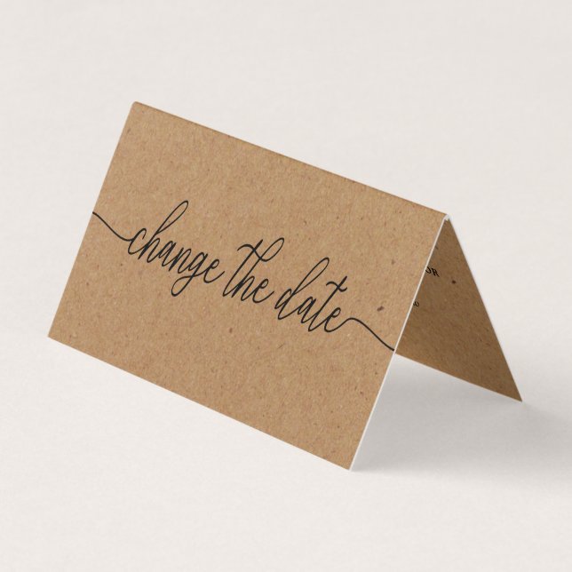 Rustic Kraft Simple Script Change The Date Card (Front)