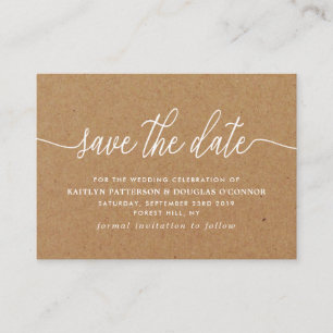 Rustic Kraft Simple Script Save The Date Enclosure Card