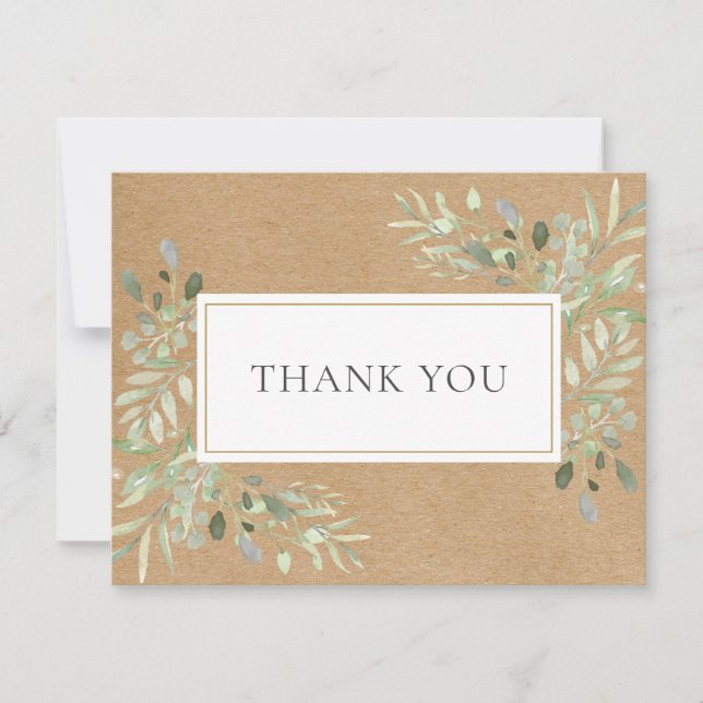 Rustic Kraft Spring Leaves Business Thank You Card (Front)