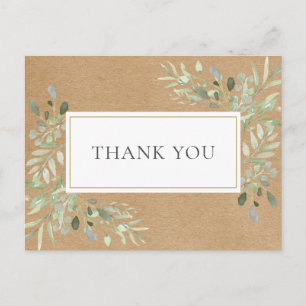 Rustic Kraft Spring Leaves Business Thank You Postcard