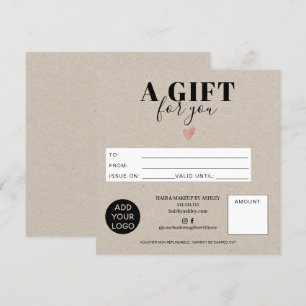 Rustic kraft square gift certificate logo