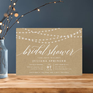 Rustic Kraft String Lights Bridal Shower Invitation