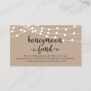 Rustic kraft string lights, Wedding Honeymoon Fund Enclosure Card