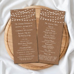 Rustic Kraft String Lights Wedding Program Rack Card<br><div class="desc">Simple yet elegant, the string lights on rustic Kraft wedding collection is a stunning design featuring lovely white hanging string lights on a Kraft effect background, which is perfect for any rustic wedding celebration. These programs can be personalised for your special occasion and would make the perfect order of service...</div>
