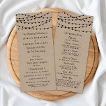 Rustic Kraft String Lights Wedding Program Rack Card<br><div class="desc">Simple yet elegant, the string lights on rustic Kraft wedding collection is a stunning design featuring lovely white hanging string lights on a Kraft effect background, which is perfect for any rustic wedding celebration. These programs can be personalised for your special occasion and would make the perfect order of service...</div>