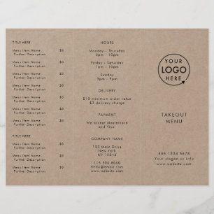 Rustic Kraft Takeout   Restaurant Takeaway Menu