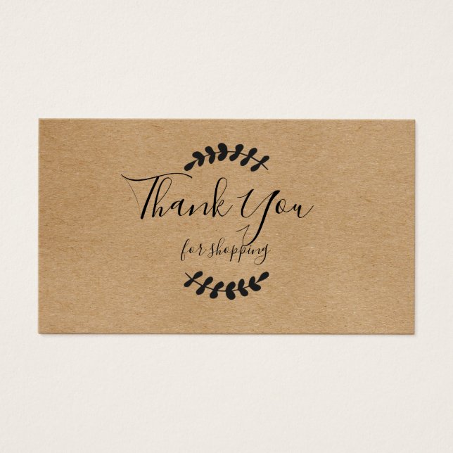 Rustic Kraft Thank You For Shopping Discount Card (Front)
