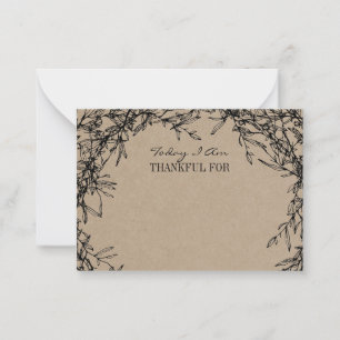 Rustic Kraft Thanksgiving I Am Thankful For Card