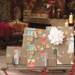 Rustic Kraft The Nutcracker Ballet Christmas Wrapping Paper Sheet