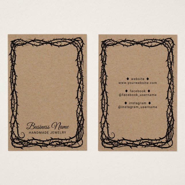 Rustic Kraft Thorn Vine Jewellery Earring Display (Front & Back)