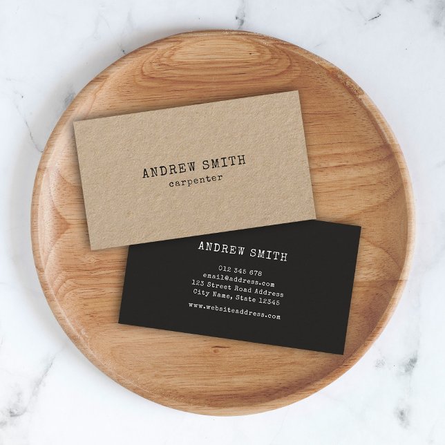 Rustic Kraft Trendy Typewriter Dark Grey Business Card (Creator Uploaded)