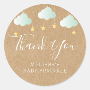 Rustic kraft twinkle sprinkle baby shower classic round sticker