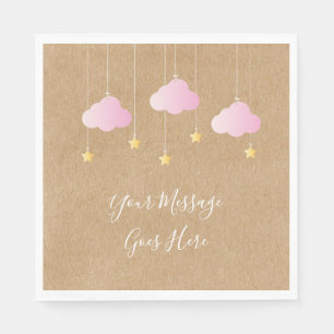 Rustic kraft twinkle twinkle baby shower pink napkin