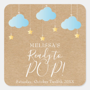 Rustic kraft twinkle twinkle Ready to POP blue Square Sticker