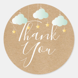 Rustic kraft twinkle twinkle thank you baby shower classic round sticker