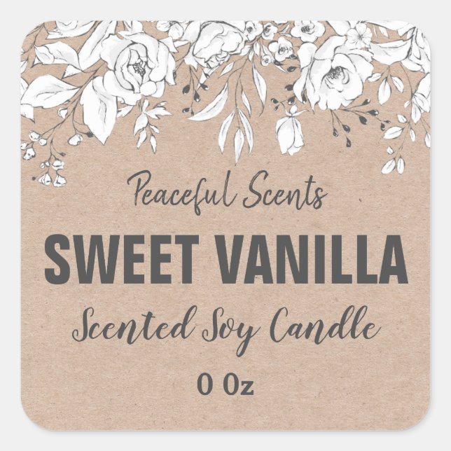 Rustic Kraft Vanilla Soy Candle Product Labels (Front)