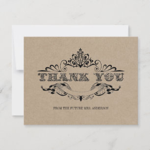 Rustic Kraft Vintage Bridal Shower Thank You Card