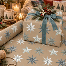 Rustic Kraft Vintage Silver Metallic Stars