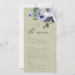 Rustic Kraft Violet Purple Floral Leafy Menu Card