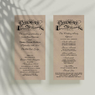 Rustic Kraft Wedding Ceremony Program Templates Rack Card