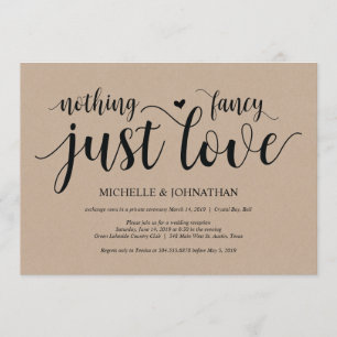 Rustic Kraft Wedding Elopement Reception Invites