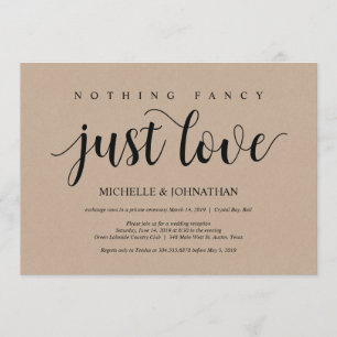 Rustic Kraft Wedding Elopement Reception Invites