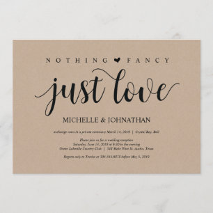 Rustic Kraft Wedding Elopement Reception Invites