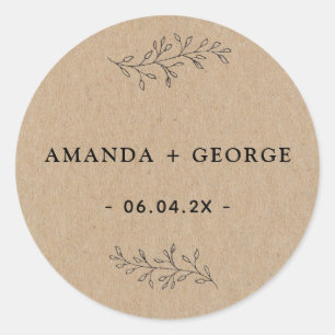 Rustic kraft Wedding Favour sticker