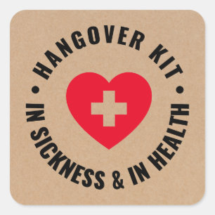 Rustic Kraft Wedding Hangover Recovery Kit Classi Square Sticker