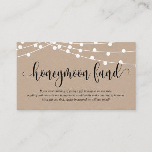 Rustic kraft, Wedding Honeymoon Fund and Wish Enclosure Card