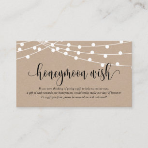 Rustic kraft, Wedding Honeymoon Fund or Wish Enclosure Card