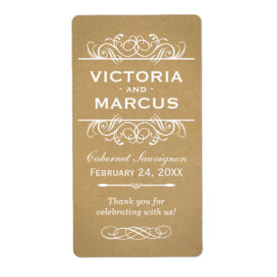 Rustic Kraft Wedding Monogram Wine Bottle Favour