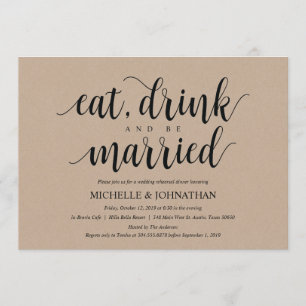 Rustic Kraft Wedding Rehearsal Dinner Invites