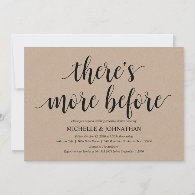 Rustic Kraft Wedding Rehearsal Dinner Invites (Front)