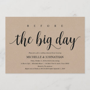 Rustic Kraft Wedding Rehearsal Dinner Invites