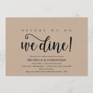 Rustic Kraft Wedding Rehearsal Dinner Invites