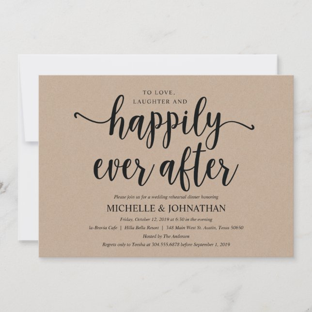 Rustic Kraft Wedding Rehearsal Dinner Invites (Front)