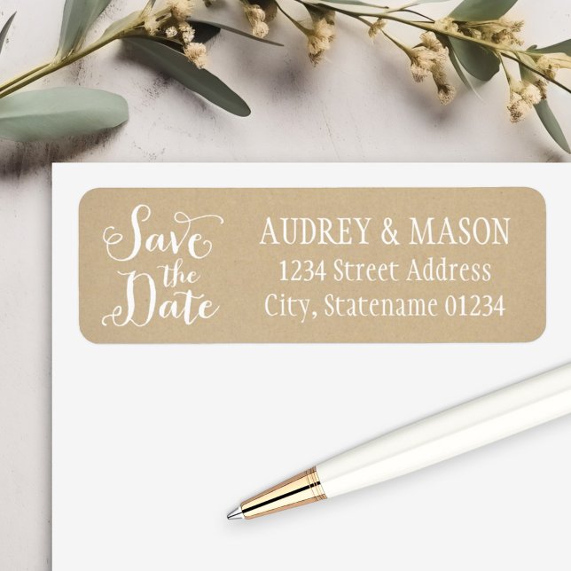 Rustic Kraft Wedding Save the Date Return Address (Creator Uploaded)