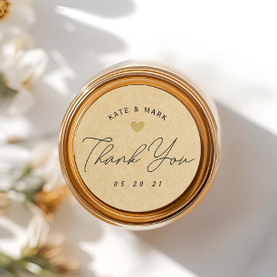 Rustic Kraft Wedding Thank You Classic Round Sticker